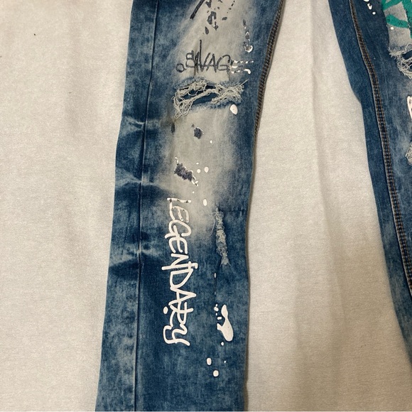 Switch Jeans Remarkable Sz 10 Kids Girls Blue Graffiti adjustable distressed - Picture 3 of 16